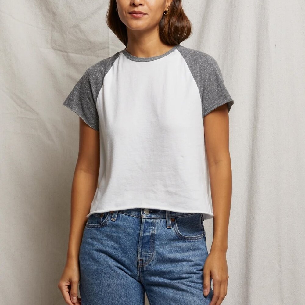 Perfect White Tee - Britt Raglan Colorblock Short Sleeve Tee - XL